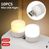 10/1PCS USB Night Light Mini LED Night Light USB Plug Lamp Power Bank Charging USB Book Lights Round Reading Eye Protection Lamp