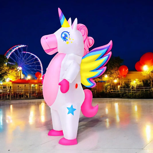Adult Rooster Inflatable Costume Funny Unicorn Elk Animals Inflatable Suit Halloween Carnival Half Body Blow Up Suit for Cosplay