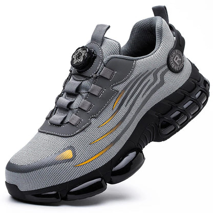Rotating Button Safety Shoes Men Steel Toe Sneaker Air Cushion Work Shoes Man Puncture Proof Work Safety Boots Protective Shoes