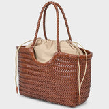 French Leather Woven Bag Fashion Simple Basket Bag Retro Advanced Handmade Bag New Versatile Commuting Women's Shoulder Handbag