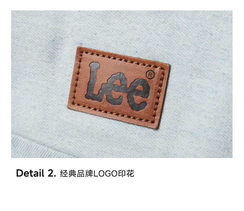 LEE Unisex Utility Canvas Leather Zipper Tote Bag Casual Denim Daily Shopping Handbag Women Men Durable Student School Book Bag