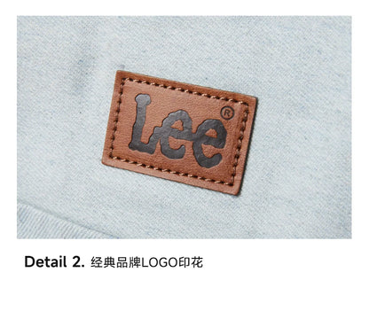 LEE Unisex Utility Canvas Leather Zipper Tote Bag Casual Denim Daily Shopping Handbag Women Man Durable Student School Book Bag