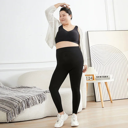 Leggings negros de talla grande para mujer, pantalones cortos elásticos de alta elasticidad para uso en exteriores, mallas deportivas informales, leggings de moda de talla grande para mujer 
