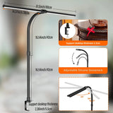 Lámpara de escritorio con Control remoto y Clip LED de doble cabezal, lámpara de mesa para arquitecto, iluminación para el hogar y la Oficina, 5 modos de Color y 5 regulables