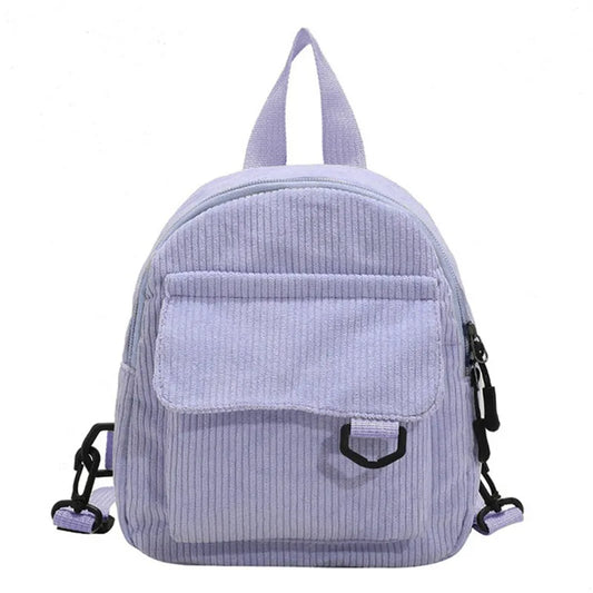 Women's Mini Backpack Fashion Solid Color Corduroy Small Simple Casual Traveling Large Capacity Durable Female's Schoolbag