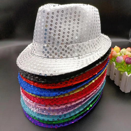 Stylish Unisex Hemming Sun Carnival Hat Unisex Stage Performance Sequins Hat