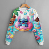 Casual New Spring and Autumn Disney Classic Children's Clothing Print Girls Short Hoodie Sweater Stitch Comfortable and Cute Top