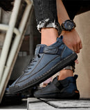 Handmade Leather Men's Casual Slip-On Loafers Breathable Leather Shoes Men's Flat Fashion Moccasins Tooling Shoes Plus Size