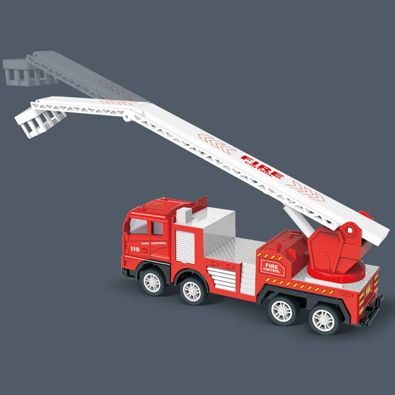 Children Fire Truck Pull Back Toys Fire Telescopic Ladder Truck Inertia Car Fire Rescue Water Tanker Model Boys Birthday Gift