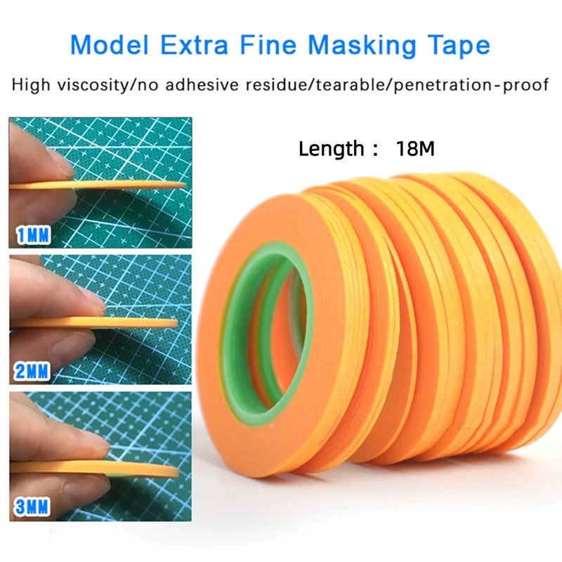 3/4/9 Rolls Model Masking Tape Fine Line DIY Cover Tape for Hobby Gundam Model Paint Tool 1/2/3/6/8/10/12/15/18/20/24/30mm