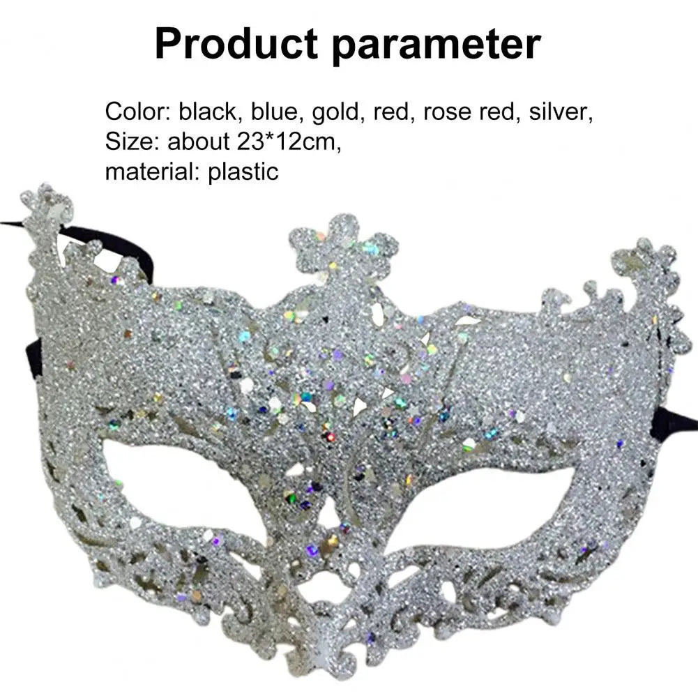 Máscara Veneziana de Baile de Máscaras com Glitter e Fitas para Mulheres – Estilo Misterioso para Halloween e Festas a Fantasia