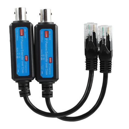 1 par de extensores de transmisor y receptor coaxial de red IP pasiva de 1 canal y 10/100 Mbps para cámaras NVR IP.