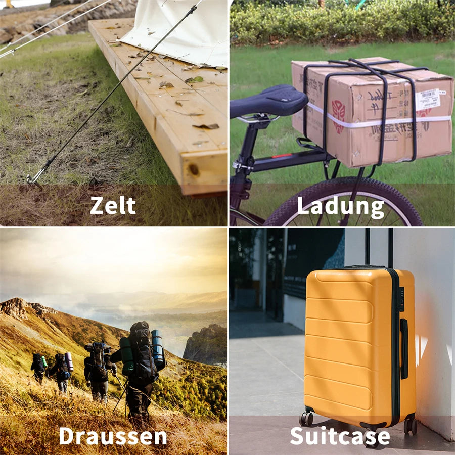 Cuerdas elásticas de 30/60/90/120/150 cm, 8 mm, con ganchos, ligeras, para atar bicicletas, equipaje de coche, correas para portaequipajes de techo.