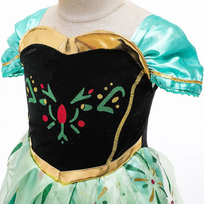 Anna Dresses Children Princess Dress Girl Cosplay Costume Kids Summer Clothes Halloween Birthday Carnival Robe Party Disguise