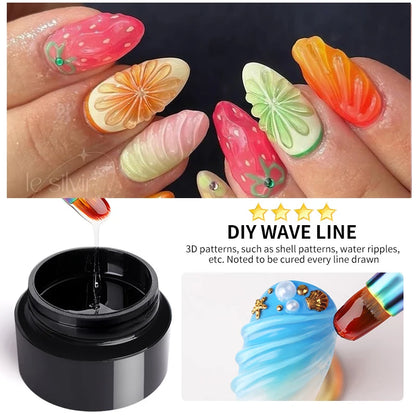 BORN PRETTY 5 IN 1 Clear Water Ripple Gel Polish 5ml No-wipe Top Coat Reinforcement Adhesive Nail-Shape Wave Gel Nail Polish