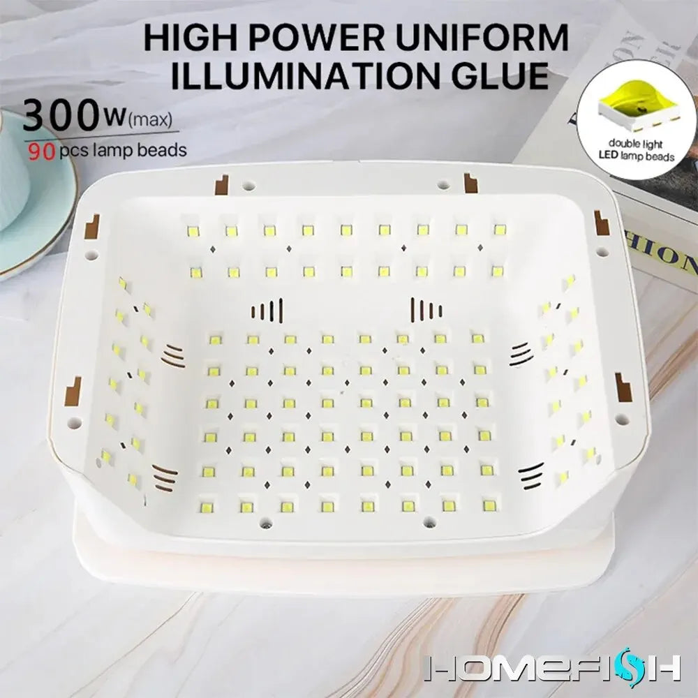 380W Professional Nail Dryer 90 LEDs UV Lamp for Curing All Gel Nail Polish Motion Sensing Manicure Pedicure