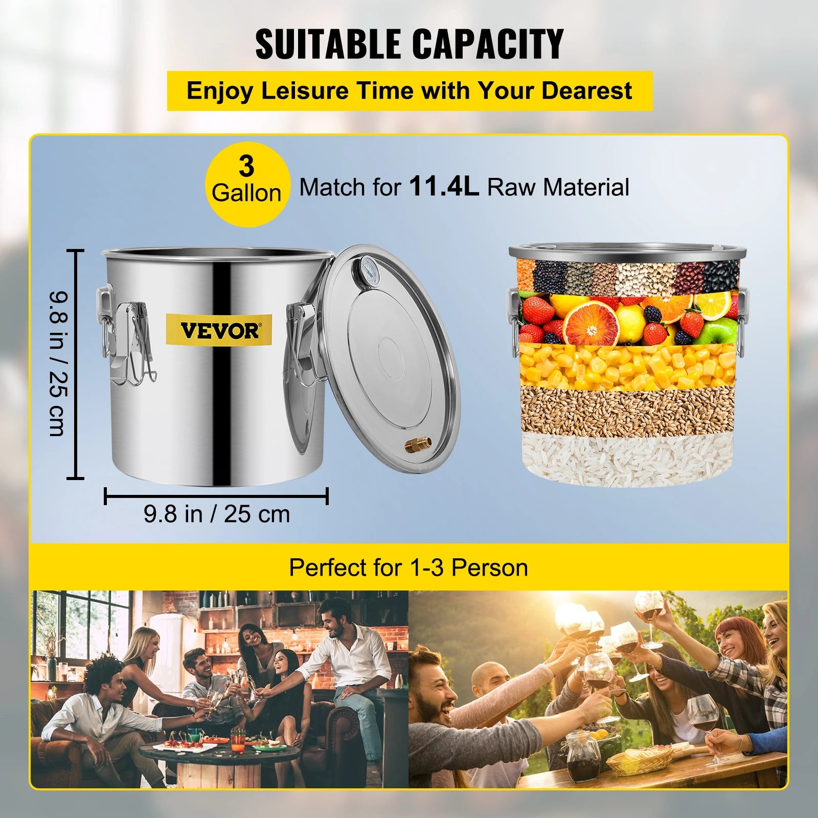 SucceBuy 12L 20L 30L 50L Alcohol Brewing Distiller DIY Moonshine Apparatus Stainless Steel Still Whisky Brandy Home Appliance