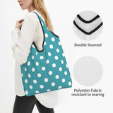 Custom Recycling Classic Black And White Polka Dot Shopping Bag Women Tote Bag Portable Grocery Shopper Bags