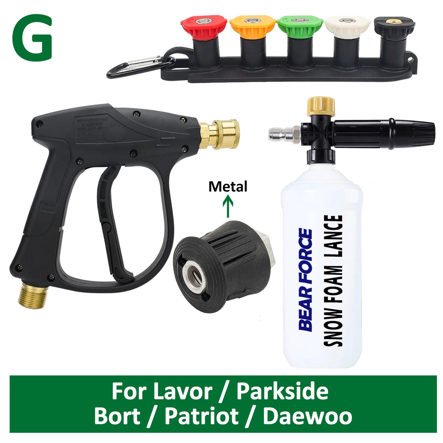 Pistola de agua para hidrolavadora para limpieza de automóviles Conector de manguera para Karcher Nilfisk Parkside Bocsh Boquillas de conexión rápida