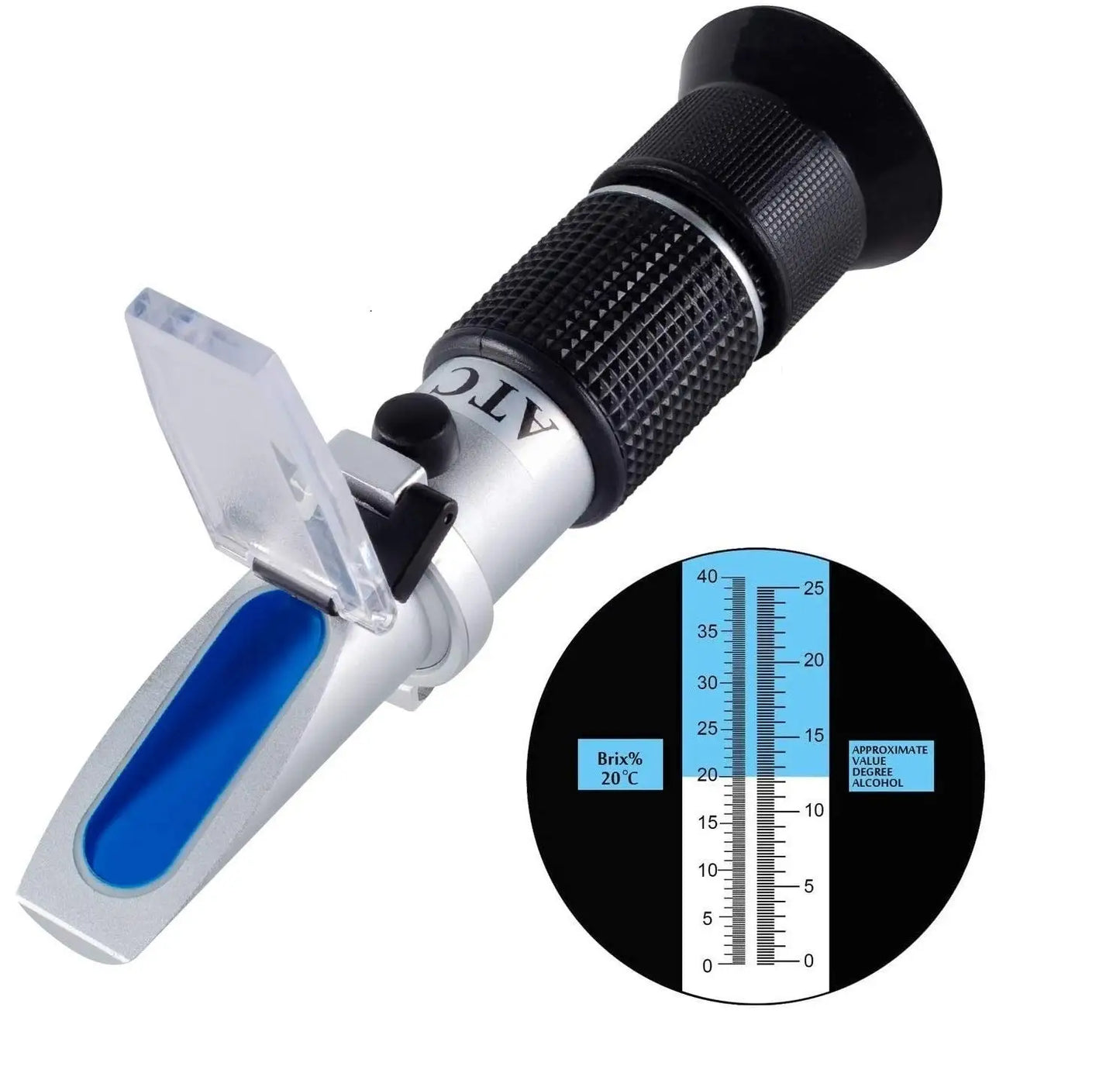Wine Refractometer Brewing Measuring Sugar Content in Original Grape Juice & Predicting Wine Alcohol Brix 0-40% Alcohol 0-25% V
