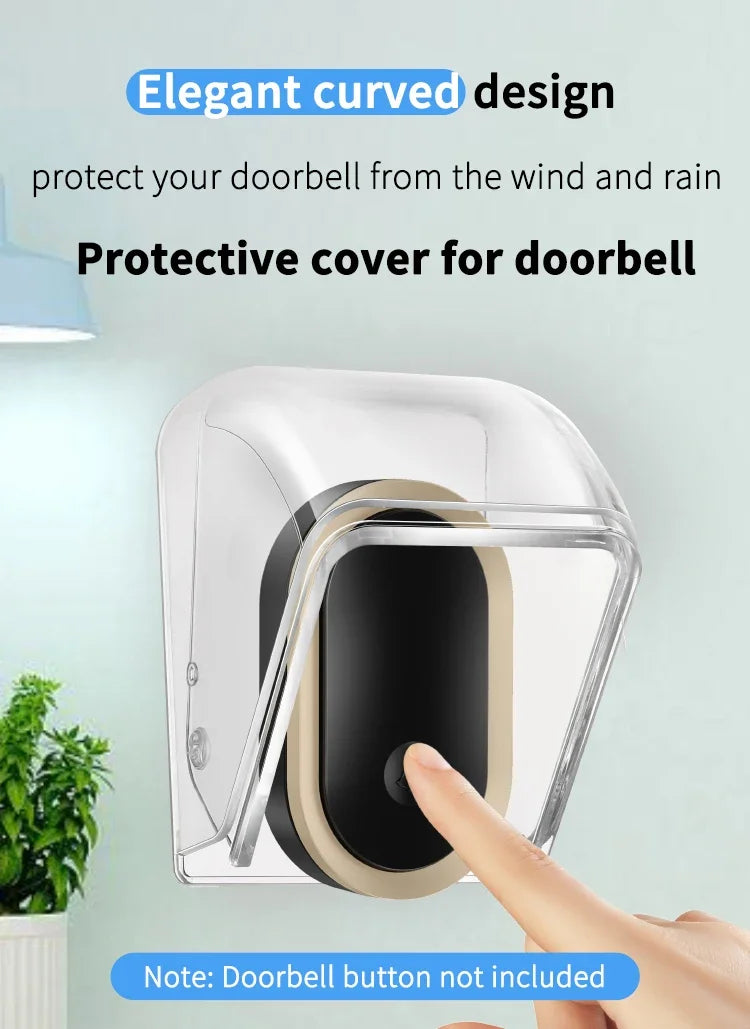 CACAZI PC Transparent Waterproof Cover for Wireless Doorbell Button Chime Outdoor Rain-cover Home Case Suitable for Most Buttons