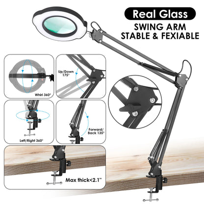 72LED 8X/10X NEW Illuminated Magnifier USB 3 Colors LED Magnifying Glass for Soldering Iron Repair/Table Lamp/Skincare Beauty
