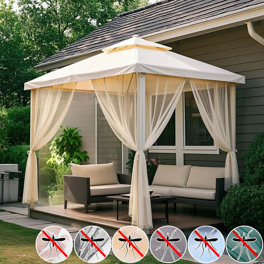 Outdoor Sheer Curtains for Patio Mosquito Netting Rod Pocket Garden Mesh Voile Drapes Mosquito Curtains for Porch Pergola