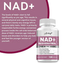 NAD+ Resveratrol Supplements - Anti Aging and Natural Cell Regeneration, for Cellular Health, Strengthens Immune SystemSupplemen