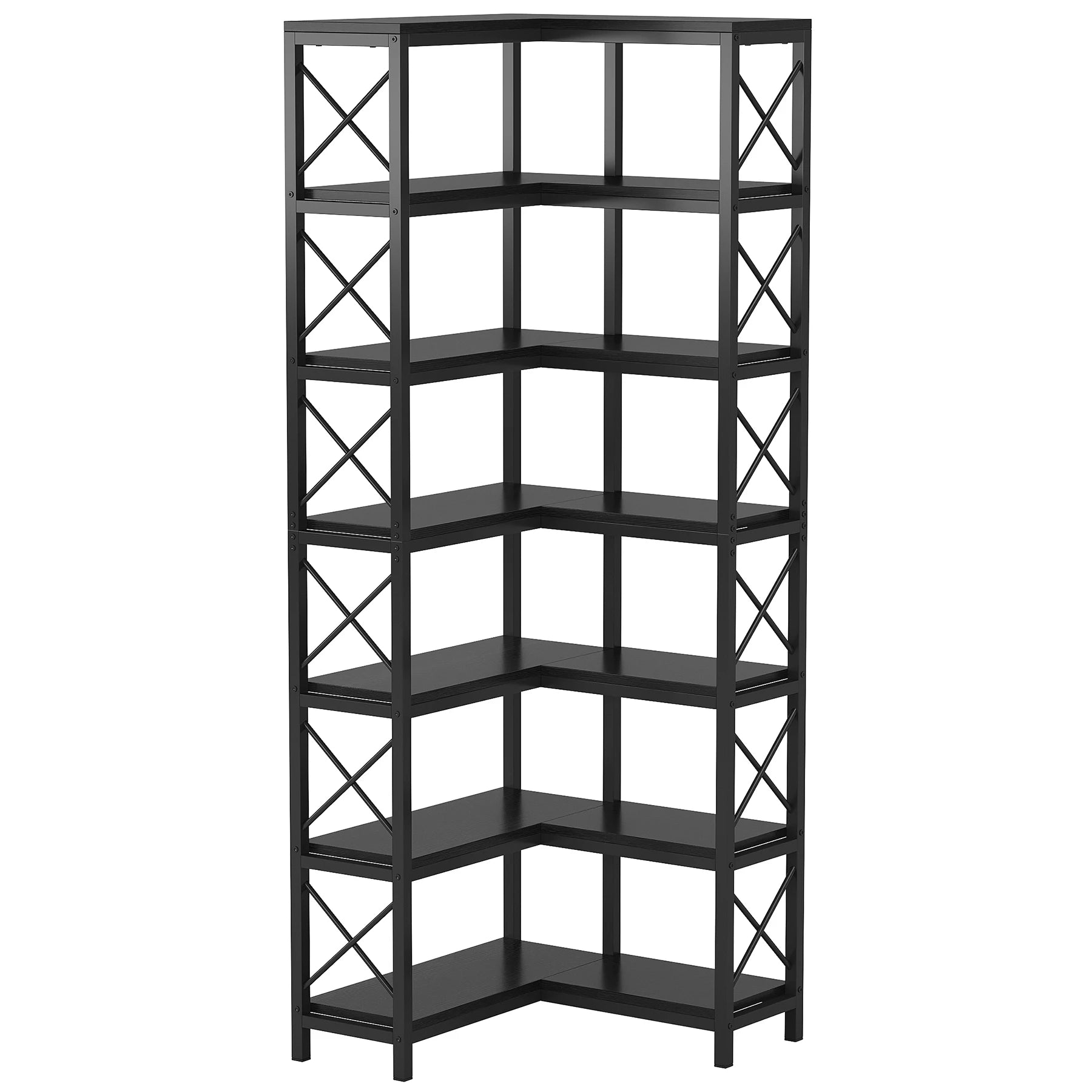 Tribesigns 7-Shelf Corner Bookshelf,Large Modern Corner Bookcase, 7-Tier Tall Corner Shelf Storage Display Rack with Metal Frame