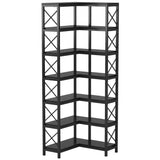 Tribesigns 7-Shelf Corner Bookshelf,Large Modern Corner Bookcase, 7-Tier Tall Corner Shelf Storage Display Rack with Metal Frame