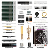 20/54/58/70/144 Drawing And Sketching Kit | Portable Travel Case | Graphite, Charcoal, White Color | Featuring Blending Stump