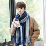 Fashion Winter Men's Knitted Scarf Warm Neckerchief Patchwork Striped Scarves Soft Long Casual Male Bufanda Pashmina Shawl