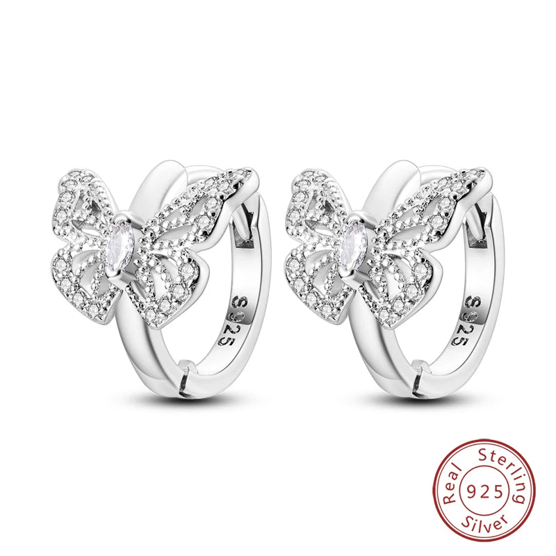Real 925 Sterling Silver Colorful Dragonfly Butterfly Animal Earrings For Women Exquisite Birthday Anniversary Jewelry Gifts