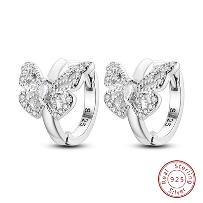 Real 925 Sterling Silver Colorful Dragonfly Butterfly Animal Earrings For Women Exquisite Birthday Anniversary Jewelry Gifts