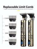 T9 LCD Electric Hair Trimmer Oil Shaving Head Electric Clipper Engraving Electric Clipper Hair Precision Trimmer for Men Care