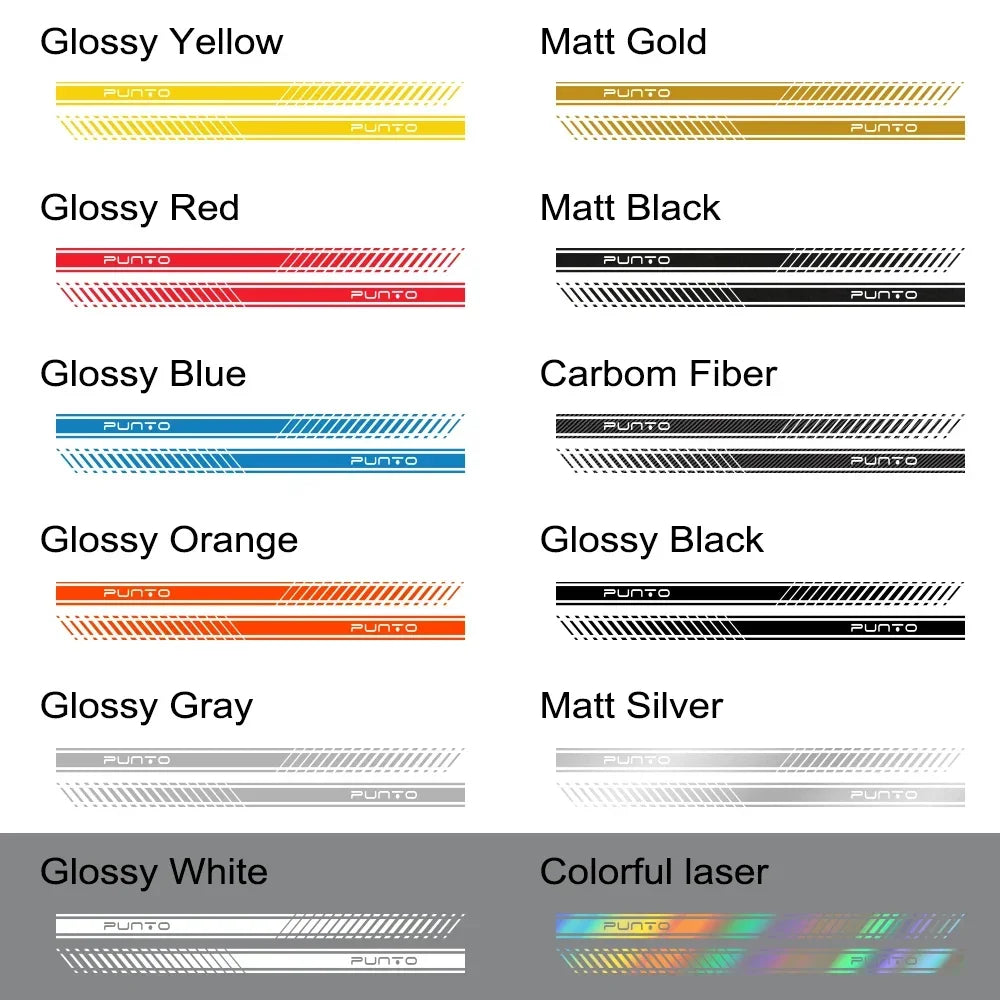 2pcs Car Long Side Stripes Stickers DIY Auto Vinyl Film Decals For FIAT Punto DIY Automobiles Decoration Car Tuning Accessories