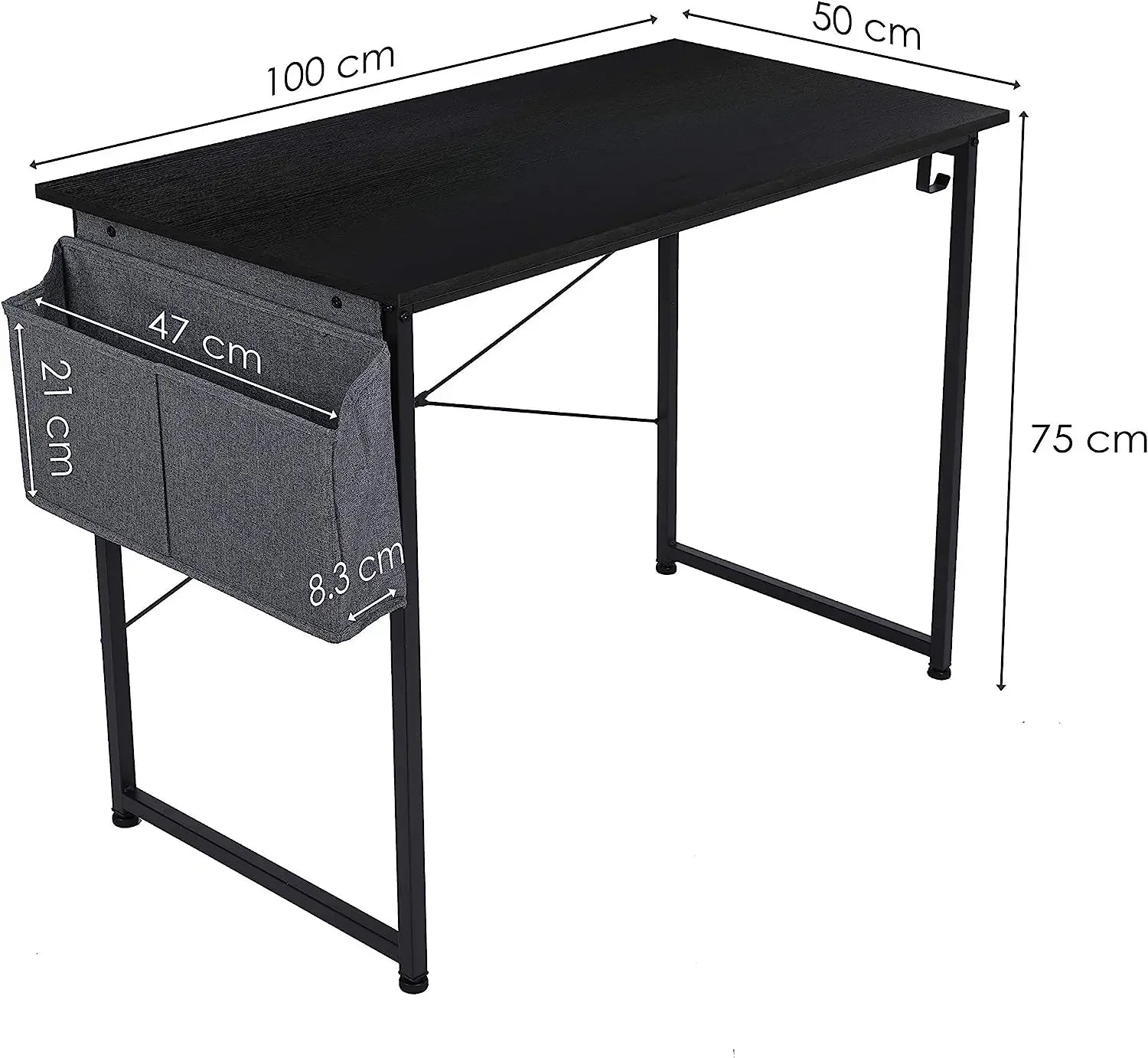 Homfa Desk Computer PC Desk Laptop Table Home Office School  Work Desk Stable with Organizer 100 x 50cm