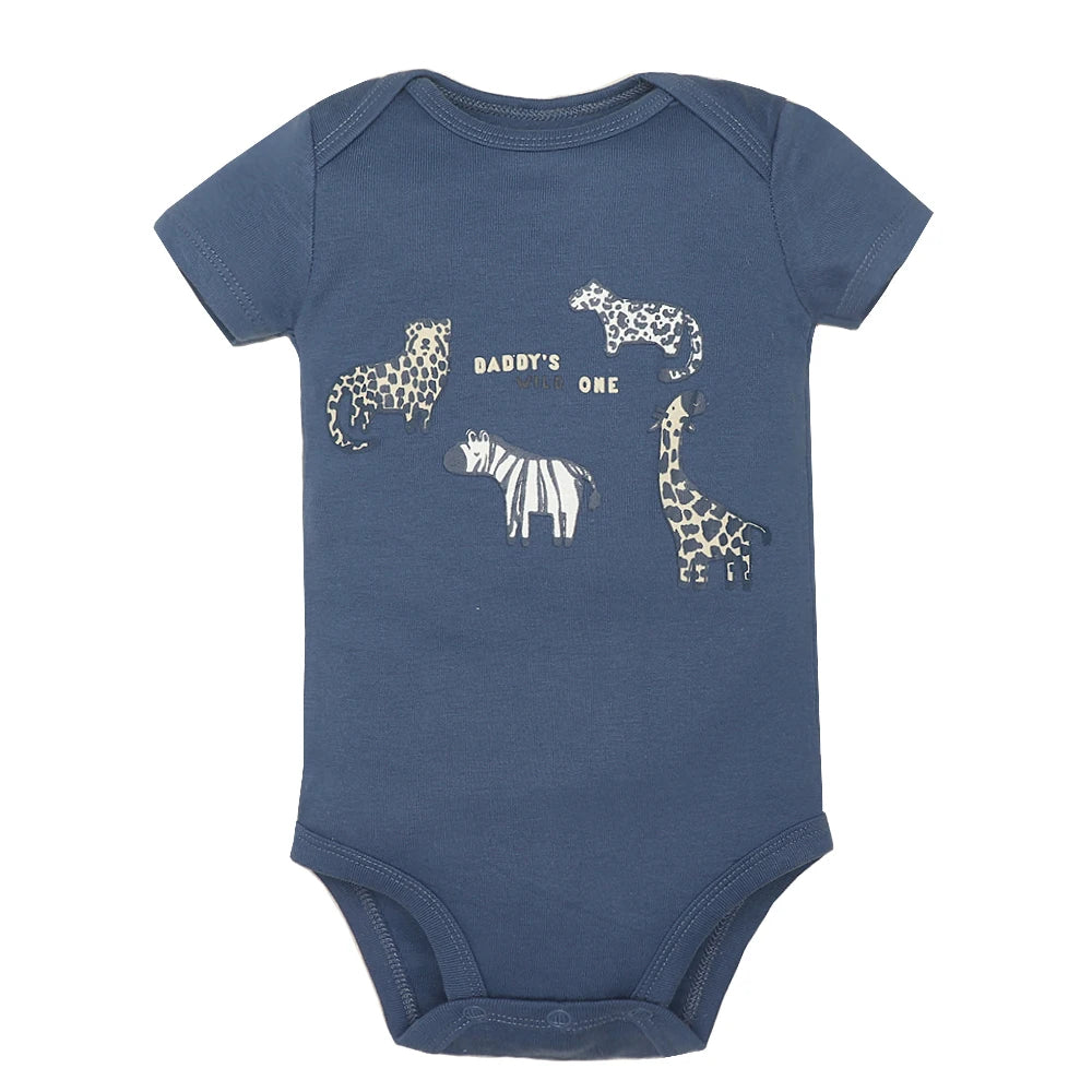 Lote de 5 monos para bebés y niñas, 100 % algodón, de manga corta, para recién nacidos de 6 a 24 meses.