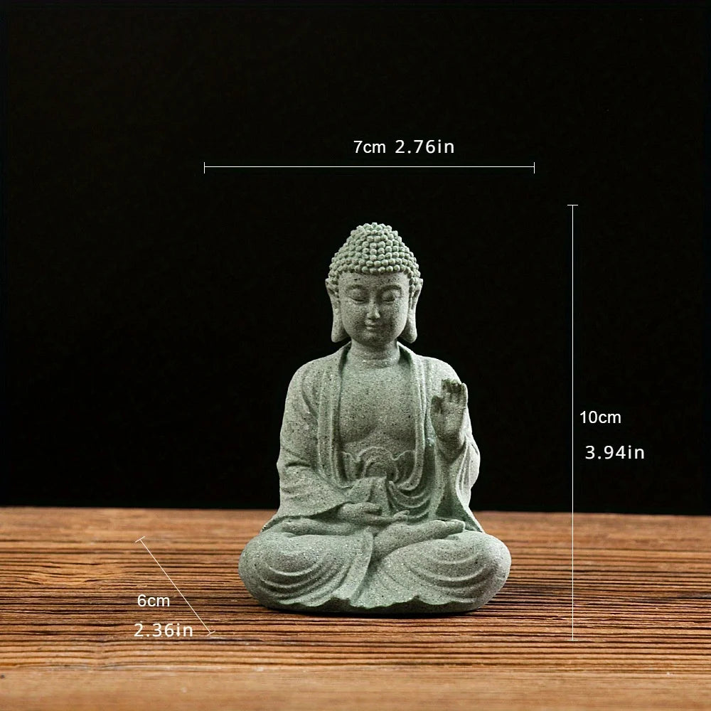Estatua de Buda, decoración de pecera, mini figura budista, adorno de escritorio, decoración de mesa, estatua zen para el hogar, arenisca verde, Tailandia
