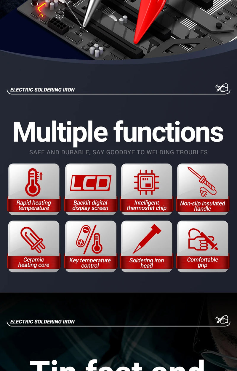 ANENG SL106 Electric Soldering Irons Adjustable Temperature Welding Solder Rework Station Heat Pencil Tip Repair Tools 110V/220V
