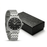 Relógio feminino automático bicolor calendário duplo em aço inoxidável