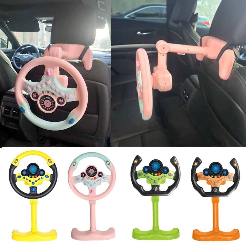 Volante eléctrico portátil tridimensional con simulación de conducción, juguete con luz y sonido, regalo educativo para niños.