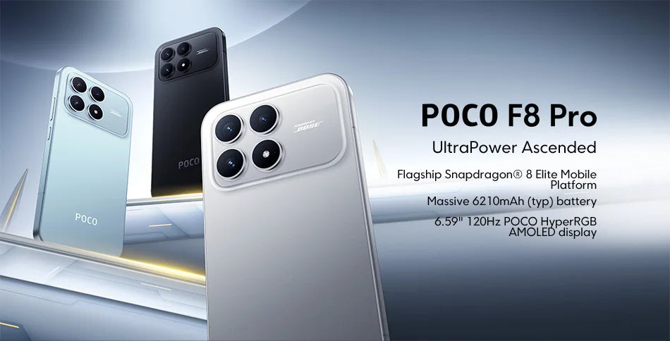 【World Premiere】POCO F8 Pro 5G Global Version Smartphone Snapdragon® 8 Elite 6.59" 120Hz HyperRGB AMOLED Display 6210mAh NFC
