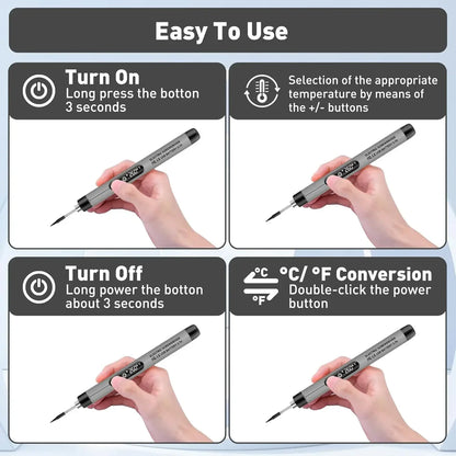1000mAh USB LED Digital Electric Soldering Iron Kit Mini Cordless Adjustable Temperature 300-450℃ Smart Welding Solder Tool