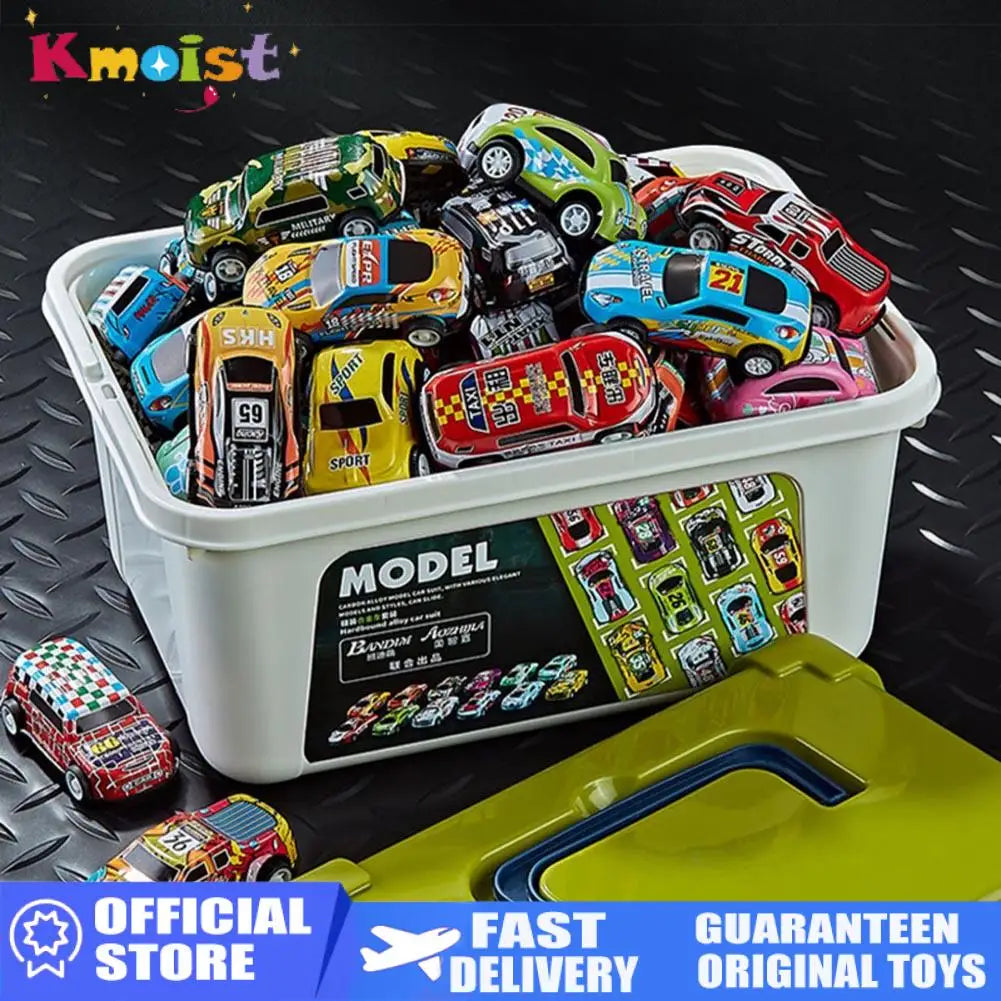 Mini coche de aleación con caja de almacenamiento, coches fundidos a presión, juguetes para niños, vehículo de inercia deslizante, kit de juguetes para niños, regalos para niños