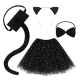 Animal Cat Tiger Cosplay Costume for Boys Girls Headband Clothes Shoes Tail Tutu Skirt Gloves Set for Kids School Performance