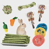 9/14PCS Small Pet Toy Set Chew Toy For Rabbits Teeth Grinding Teeth Guinea Pig Apple Branches Bite Wood Teeth Grinding Snacks