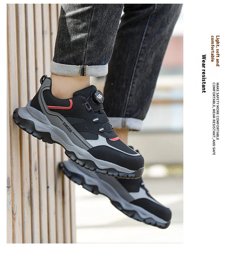 Anti-Piercing Steel Toe Safety Shoes, Certified Work Boots, Oilproof Slip Resistant for Construction & Industrial Shoes for Men