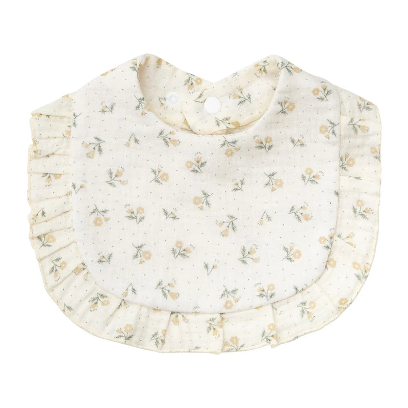 Baberos de bebé con estampado de flores, ajustables, con broches, para saliva, con borde fruncido, de muselina de algodón, para eructar, de arcoíris, para niñas de grado A