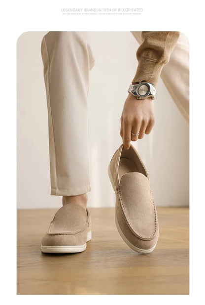 Men Flat Loafers 2025 Frosted Suede Flat Shoes Comfortable Non Slip Fashion Loafers Lightweight Trendy Outdoor Casual Shoes